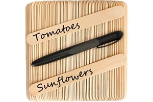10 NICE THINGS 62 x Long Wooden Seed Plant Marker Labels Tags - Environmentally Friendly, Plus Black Garden Pen with Waterproof Ink, Grow Your own, Gardening Equipment, Veg Growing Equipment, Plant Tags