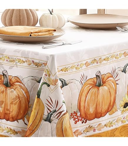 Herbst-Tischdecke Von Horaldaily – 150 X 260 Cm, Aquarell-Design Mit Kürbissen Für Erntedank & Party