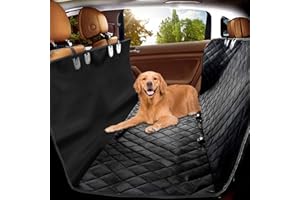 Wasserfest Autoschondecke, Wimypet DO01-FBA 147 x 137cm Hundedecke Rückbank, Anti-Rutsch Schondecke Hund Auto mit Einem Kostenlosen Sicherheitsgurt und Tragetasche für Autos Trucks Van SUV