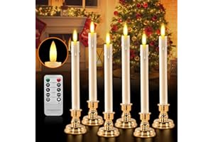 RaceGT Świece LED migoczący płomień, 6 sztuk świec LED z prawdziwego wosku, świece elektryczne z timerem, świece pieńkowe, baterie, pilot zdalnego sterowania, do dekoracji bożonarodzeniowej, salonu,