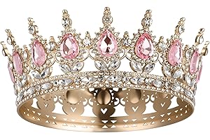 AOOSA Corona Regina, Corona di Strass scintillanti, Bellissimo Tiara Principessa, Diadema Rotondo Per Ragazze, principessa, carnevale, copricapo per matrimoni, balli e feste di, Compleanno