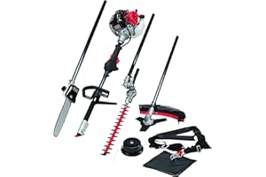 Scheppach Outil Multi-Fonctions 4en1 Thermique MT33P | Coupe-Bordure - Débroussailleuse - Elagueuse - Taille-haie | Puissance 1,22 CV | Moteur 2 Temps | avec bandoulière et protège-Hanches