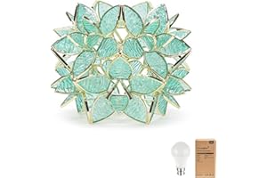 ValueLights | Aqua Easy Fit Glass Flower Pendant Ceiling/Table Lampshade | Lamp Shades, Home Décor & Improvement Essential | Includes Bulb [3000K Warm White] | 210mm Shade Width
