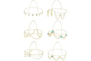 JeweBella 6 Pezzi Catena Testa Oro/Argento per Donna Ragazze Moda Strass Foglia Turchese Catena Capelli Boho Festival Accessori per Matrimonio Halloween