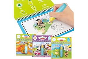 Joyfia Wassermalbuch mit Wasserstifte, Kinder Zeichnung Buch, Doodle Malbrett Bastelset Malen mit Wasser, Lernspielzeug Geburtstag Geschenk für Mädchen Jungen ab 3-8 Jahre (Dinosaurier & Tier & Auto)