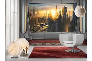 Komar - Fototapeta Star Wars CORUSCANT VIEW - 368 x 254 cm - tapeta, ściana, dekoracja, okładzina ścienna, obraz ścienny, dekoracja ścienna, zachód słońca, drapacz chmur - 8-483