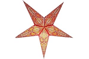 YEPSIO Paper Star Lantern Lampshade Light Shades Large 60cm Star Hanging Decorations for Christmas Wedding Home Decoration Birthday Party (Bright Red, Yellow, Orange)