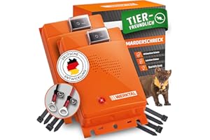 WERKTAL Marderschreck Auto [2 Stück] - Effektive Marderabwehr mit Ultraschall & Blitzlicht [Autobatteriebetrieben] - Automatischer Marderschrecker Auto - Mader Abwehr für Motorraum - Marderabwehrgerät