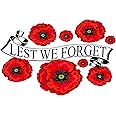 Poppy Montage with "Lest we forget" banner through the center Flower Decals Car Stickers Graphics Wall Window Decorations Art (300 x 200mm)