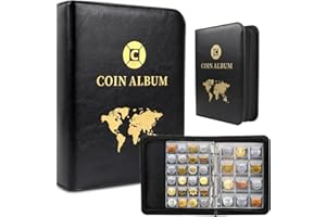 CUIDONGSHENG Livre Pieces de Monnaie Collection 420 Poches,Album Pièces 2 Euros 3.5x3.5/4.5x4.5 cm,Rangement Pieces de Monnaie Transparent,Classeur Piece Collection avec Zip pour Monete,Badges,Penny