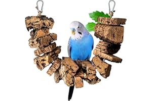 KORK-DEKO Bird swing for nibbling made of cork bark, 40 cm, toy for birds, natural material cork