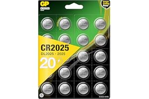 GP CR2025 3V Lithium Coin Cell Batteries 20 Pack - Flat Battery for Car Key/Key Fob Audi Mercedes Nissan - DL2025 2025 Batteries also suitable for scales/toys/heartrate monitor etc…