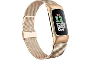 Faliogo Métal Bracelet Compatible avec Fitbit Charge 6 Bracelet pour Femme Hommes, Bracelet de Remplacement réglable en Acier Inoxydable avec Boucle magnétique pour Fitbit Charge 6