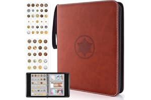 JoyHood Album de Collection de Pièces de Monnaie, Classeur Pieces de Monnaie avec 400 Poches pour Pièces de Monnaie + 15 Poches pour Billets, Rangements pour Pièces de Monnaie