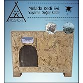 Melada Kedi Evi Dış ve İ&ccedil; Mekan Kullanımı i&ccedil;in Vernikli OSB Ahşap Takoz Ayaklı 60x41x36 Cm, Demonte