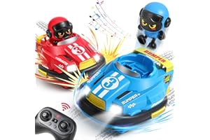 FRUSE Auto Tamponneuse Télécommandé,2.4 GHz Voiture Telecommandé Enfant,Paquet de 2,Voiture Télécommandée avec Figure éjectable,Musique et Lumière,Jouet Enfant 3 4 5 6 Ans Garçon Fille Cadeau