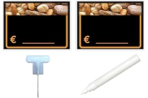 ETICHETTESEGNAPREZZIPERALIMENTI KIT 30 SEGNAPREZZI BIFACCIALI PLASTIFICATI PANETTERIA 8,3X11,3 cm. +30 SUPPORTI +1 PENNARELLO BIANCO PER ALIMENTI