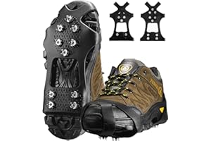 XZSUN Ice Klampen Steigeisen mit 10 Zähne,Spikes für Schuhe Schuhkrallen Spikes Ice Klampen Spikes für Wanderschuhe Steigeisen Grödel Eisspikes Anti Rutsch für Winter Walking Wandern Bergsteigen.