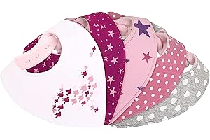 Lilly and Ben® Bavoir bandana bébé fille - lot de 5 - doublé coton éponge et polaire - triangle - pression - nouveau-né 1 mois à 2 3 4 an-s - bavette-s enfant-s dentition