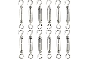 CHRORINE Pack of 12 Tensioners M4 Hook and Eye Tensioner Tensioner 304 Stainless Steel Tensioner Robust Rope Tension