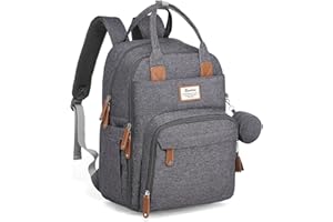 RUVALINO Sac à dos à langer Grand sac à dos à langer avec sac multifonctionnel pour bébé et matelas à langer mobile - Porte-sucette - pour maman et papa, Taille unique