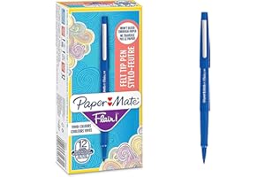 Paper Mate Flair Felt Tip Pens | Medium Point (0.7 mm) Writing Pens | Blue Pens | for Writing, Drawing & Sketching | 12 Count