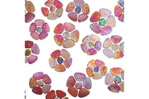 Yuvori Schillernde Keramik-Blütenblatt- und Blatt-Mosaikfliesen, gemischte Größen, 0,5 kg, DIY, Innen- und Außendekoration (rote Blütenblätter)