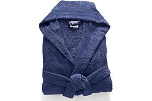 Jasmin Elinor Mens Ladies Unisex Egyptian Cotton Terry Towelling Shawl Collar And Hooded Bathrobe