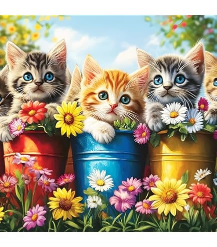 ZephyrHome Peinture Diamant 5D Chat Kit Complet Pour Adultes Et