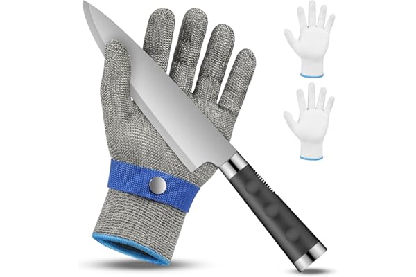 flintronic Gant anti Coupure Niveau 9, Gants Anti Coupure, Gant de Boucher Résistant aux Coupures, Gants Résistants Coupures acier Inoxydable, Protection Contre les Coupures du Quotidien(M)