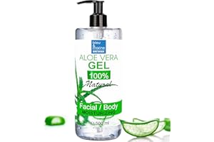 ‎BLEU & MARINE BRETANIA 100% Natürliches Aloe Vera Gel | Extra Feuchtigkeitsspendend | Dermoprotektor | Anti-Aging & Anti-Falten | Aftersun & Aftershave Pflege | Haarmaske, Klar, 500 ml