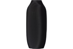 ‎3D VASE Blumenvase/Dekovase Stella M 22,5 cm für Schnitt-/ Trockenblumen | nachhaltig | Deko Vase Pampasgras (Schwarz)