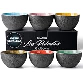 Miamio &ndash; Set of 6 Ceramic Bowls 750 ml Las Palmitas for Kitchen | Las Palmitas Ceramic Cereal Salad Pasta Bowls 750ml Modern