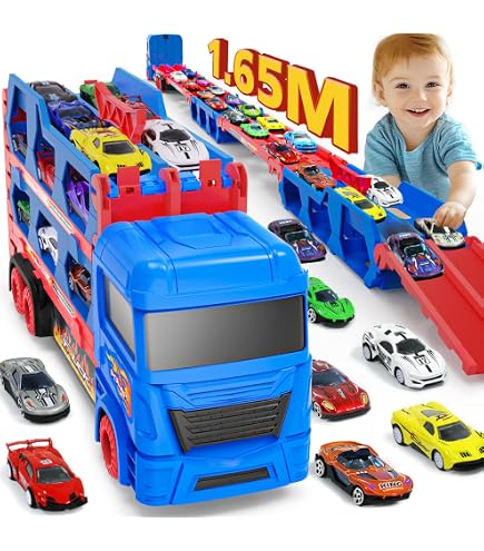 Camion Transporteur Dinosaure Avec 10 Voitures - Jouet Portable Pour Enfants 3-6 Ans, Sans Pile