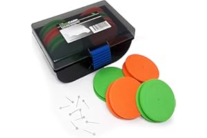 KingCarp - RIG WINDERS In a Tackle Box With Pins - Pack of 10 Quality High Density Foam 65mm x 17mm - Assorted Colours to Keep Your Sea and Coarse Fishing Rigs Organised and Tangle Free [19-0409]