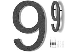 DUKZURA House Numbers Large Door Number 10 inch/25 cm - Modern House Numbers Black Plastic Exterior Front Door - Address Numbers 9