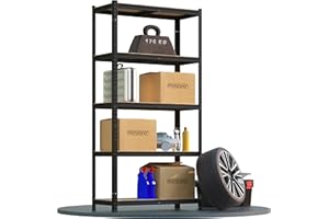 Monzana® Étagère Charge Lourde Noire 5 Niveaux 180x90x40cm Étagère métallique Max 875kg Rangement Garage Atelier