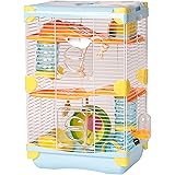 Roborowski - Gabbia per criceti, 27.7 * 20.5 * 42.5cm, gabbia per criceti, 2 piani con ruote, abbeveratoio, mangiatoia, (blu)