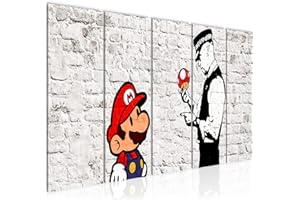 Runa Art Quadro Mario E Il Poliziotto Banksy Stampa D'Arte Tela Non Tessuta Decorazione Murale Soggiorno Camera Da Letto 006556a