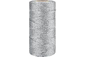 JIJACRAFT Filo d'argento Spago Metallico 1,5 mm di Spessore, 100 metri, per Artigianato Decorazione di Natale Confezioni Regalo Hobby Creativi