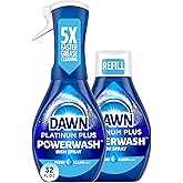Dawn Powerwash Spray Starter Kit, Platinum Dish Soap, Fresh Scent, 1 Starter Kit + 1 Dawn Powerwash Refill, 16 fl oz each.