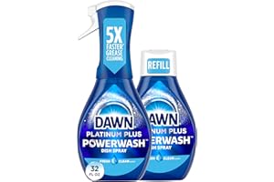 Dawn Powerwash Spray Starter Kit, Platinum Dish Soap, Fresh Scent, 1 Starter Kit + 1 Dawn Powerwash Refill, 16 fl oz each.