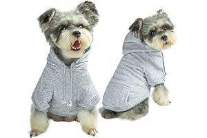Furryilla Pet Clothes for Dog, Dog Hoodies Sweatshirt with Hood and Pockets for Small Dogs (S,Grey)