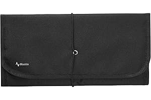 Musiin Étui Portable pour Accessoires de Guitare, Crochet de Suspension, Pliable et Multi-Poches pour médiators, Cordes, capodastre, Sangles et Accessoires, Indispensable pour Les guitaristes (Noir)