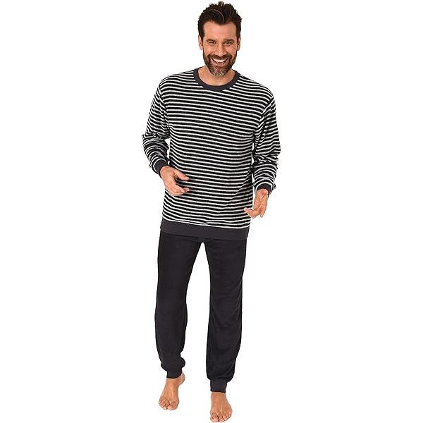 Mey heren pyjama Bennison, blauw heel fijn gestreept