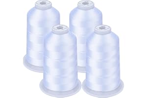 ‎SIMTHREAD Simthread Maschinenstickgarn 5000M Spulen Set Polyester Stickgarn für Babylock, Janome, Kenmore, Singer, W6 N Stickereimaschine (4 weiß)