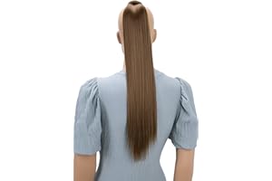 CAISHA by PRETTYSHOP 60cm Coda Capelli Hannah Con Chiusura In Velcro Capelli Extensions Finta Liscio Marrone Chiaro HCK4