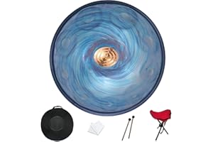 GLADFRESIT Handpan, 22 inches, 10 notes, 440Hz, D minor, comes with handpan stand, handpan bag, two beaters, and dust cloth.(10-Tide)