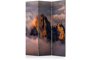 murando - Paravento da Interno Nuvole 135x172 cm 3 Pannelli - Stampa Unilaterale su Tela in TNT - Separe per Ufficio Ambienti Paraventi Decorazioni Moderno Soggiorno - Montagne c-B-0239-z-b