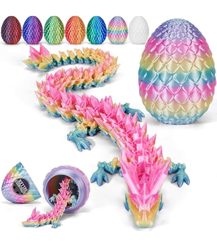 Œuf de dragon en cristal avec dragon articulé imprimé 3D – Jouet de bureau flexible et articulé, décoration mystique, figurine de collection fantaisie (noir rouge Œuf de dragon en cristal avec dragon articulé imprimé 3D – Jouet de bureau flexible et articulé, décoration mystique, figurine de collection fantaisie (noir rouge